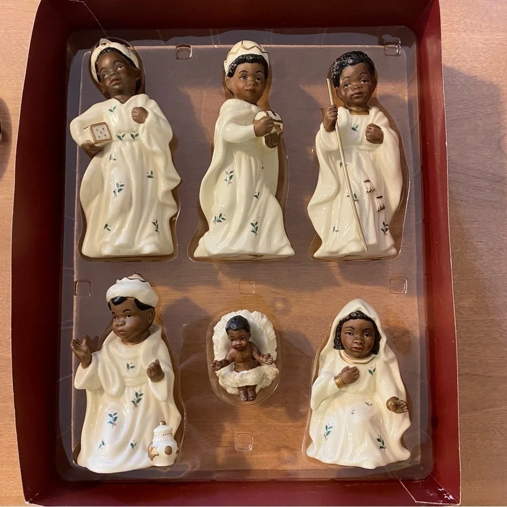 Ceramic African American Nativity Set Jesus Mary Joseph Christmas Decor